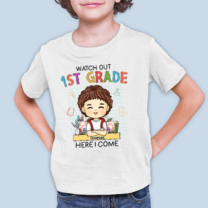 Attention, j'arrive en première année ! T-shirt enfant personnalisé ! Cadeau pour enfant, cadeau de rentrée scolaire
