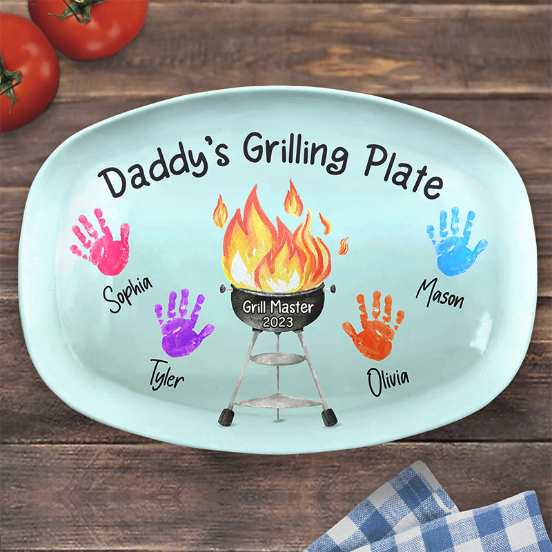 Assiette à grillades pour papa - Plateau personnalisé pour la famille - Cadeau pour la fête des pères et l'anniversaire de papa
