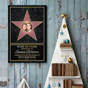 Photo personnalisée Star of Fame, Meilleure maman de l'année - Affiche verticale personnalisée pour la famille - Cadeau de fête des mères, d'anniversaire pour maman