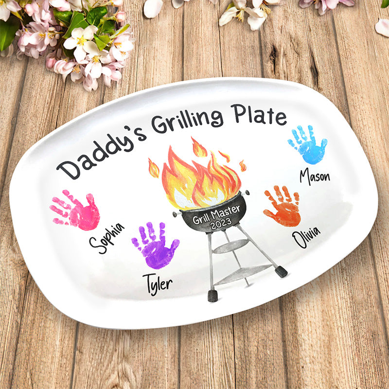 Assiette à grillades pour papa - Plateau personnalisé pour la famille - Cadeau pour la fête des pères et l'anniversaire de papa