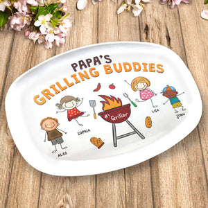 Grilling Buddies - Plateau personnalisé pour la famille - Cadeau pour la fête des pères et l'anniversaire de papa