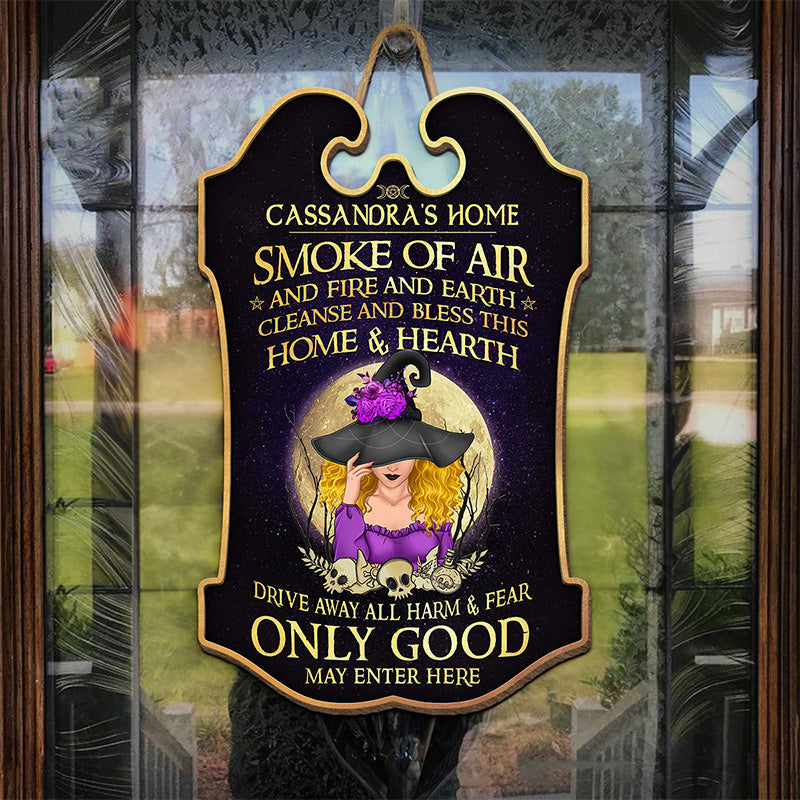 Sky Above Earth Below Peace Within - Personalized Custom Shaped Home Decor Witch Wood Sign - Halloween Gift For Witches, Yourself