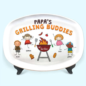 Grilling Buddies - Plateau personnalisé pour la famille - Cadeau pour la fête des pères et l'anniversaire de papa