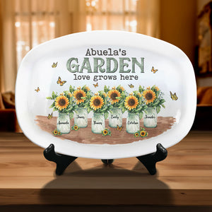 L'amour du jardin de grand-mère pousse ici - Plateau personnalisé familial - Cadeau de fête des mères et d'anniversaire pour grand-mère