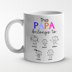 Ce papa appartient - Tasse personnalisée pour la famille - Cadeau de fête des pères, d'anniversaire pour papa