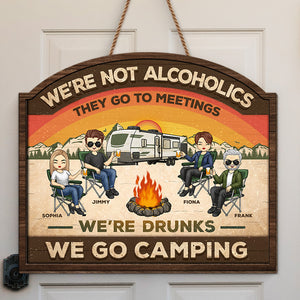Welcome To Our Camper The Friendship Is Free - Camping Personalized Custom Shaped Home Decor Wood Sign - House Warming Gift For Best Friends, BFF, Sisters, Camping Lovers