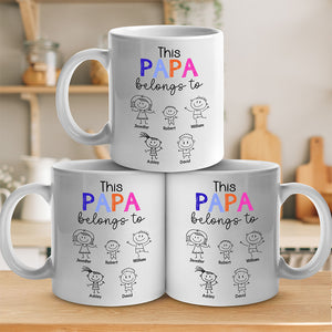 Ce papa appartient - Tasse personnalisée pour la famille - Cadeau de fête des pères, d'anniversaire pour papa