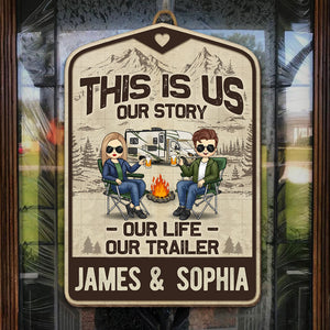 Here For A Good Time - Camping Personalized Custom Shaped Home Decor Wood Sign - House Warming Gift For Couples, Husband Wife, Camping Lovers