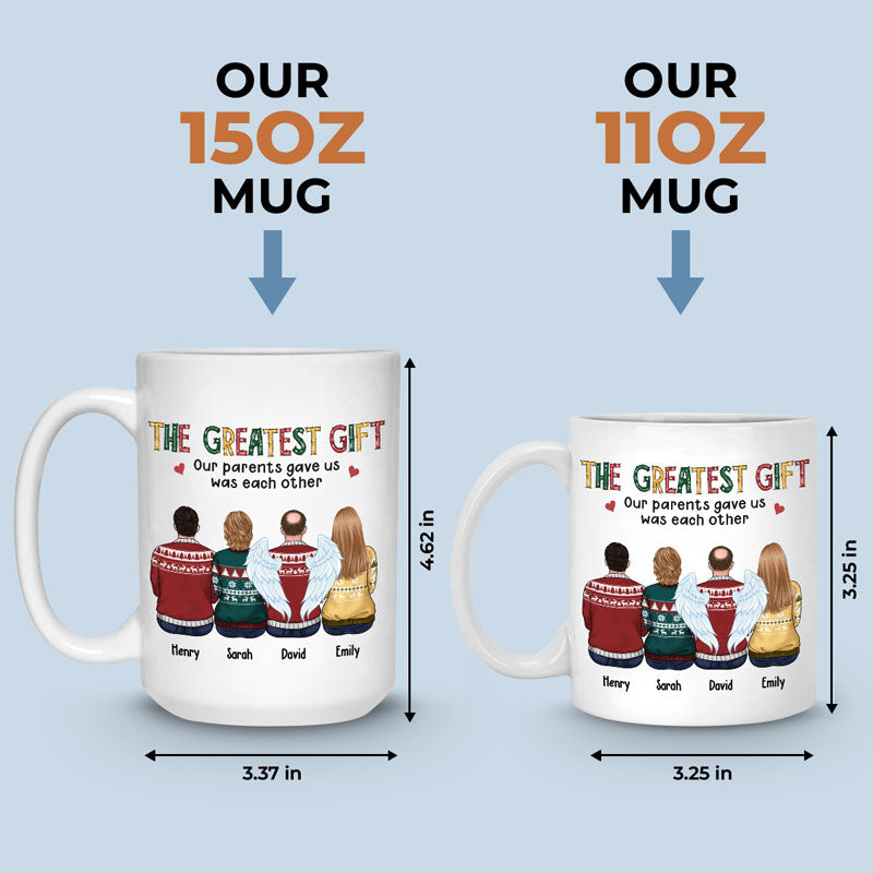 Le plus beau cadeau que nos parents nous ont offert, c'était l'un à l'autre - Tasse personnalisée familiale - Cadeau de Noël pour frères et sœurs