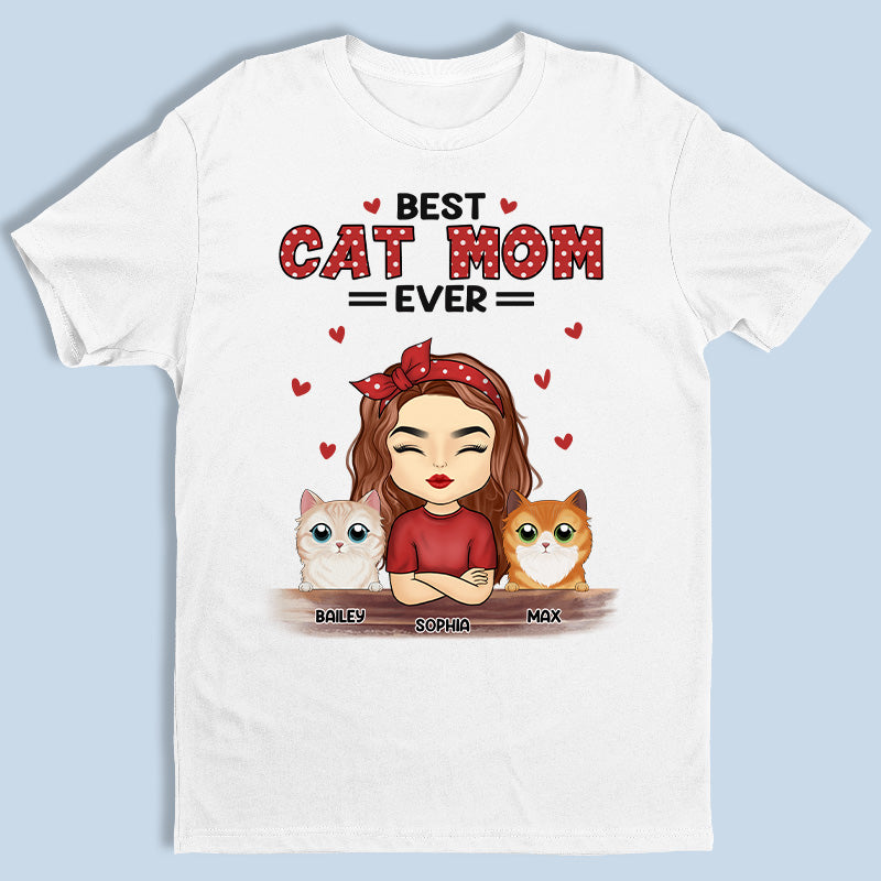 Meilleure maman chat au monde - T-shirt, sweat à capuche et sweat-shirt unisexe personnalisé avec chat - Cadeau pour propriétaires et amoureux des animaux