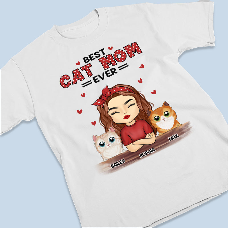 Meilleure maman chat au monde - T-shirt, sweat à capuche et sweat-shirt unisexe personnalisé avec chat - Cadeau pour propriétaires et amoureux des animaux