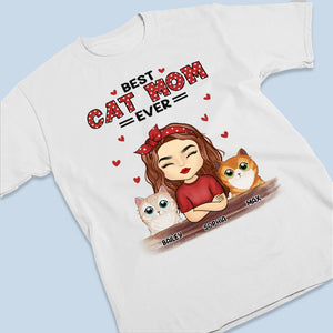 Meilleure maman chat au monde - T-shirt, sweat à capuche et sweat-shirt unisexe personnalisé avec chat - Cadeau pour propriétaires et amoureux des animaux