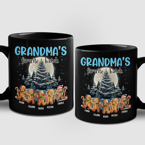 Grandma's Favorite Batch - Family Personalized Custom Black Mug - Christmas Gift For Grandma