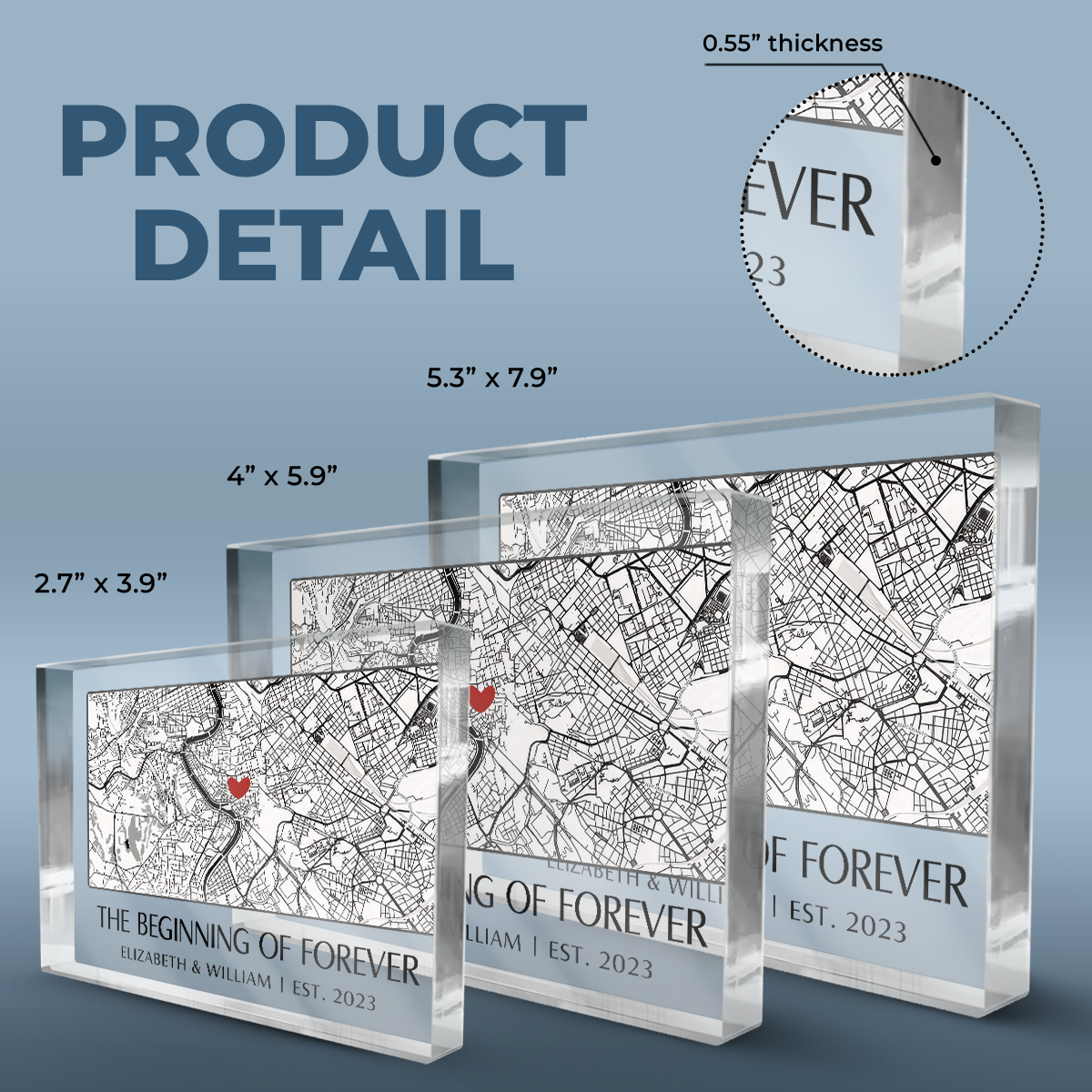 Là où tout a commencé - Plaque rectangulaire en acrylique personnalisée pour couple - Cadeau pour mari et femme, anniversaire