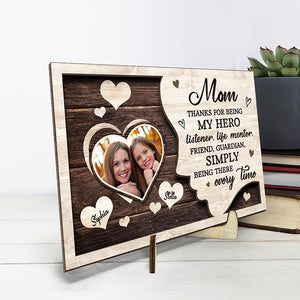Photo personnalisée « Merci d'être mon tuteur » - Plaque en bois personnalisée à 2 couches avec support - Cadeau de pendaison de crémaillère pour maman