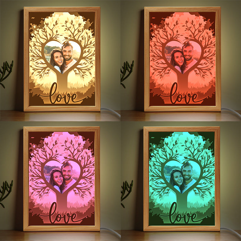 Cadre photo personnalisé « Mon amour » pour couple, boîte lumineuse personnalisée, cadeau pour mari et femme, anniversaire