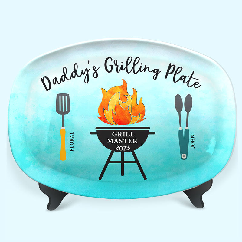 Assiette à grillades de papa - Plateau personnalisé pour la famille - Cadeau de fête des pères et d'anniversaire pour papa