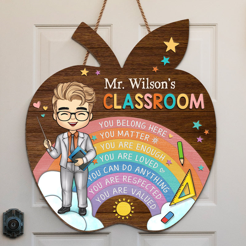 Vous appartenez à cet endroit - Panneau en bois personnalisé pour décoration d'intérieur - Cadeau de pendaison de crémaillère pour enseignant, retour à l'école