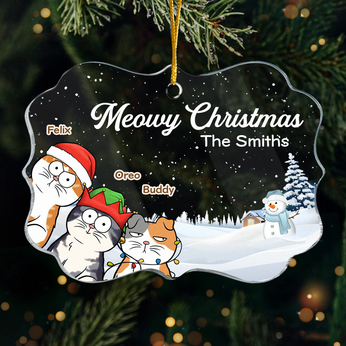 Nous vous souhaitons un joyeux Noël - Décoration personnalisée en forme de chat - Acrylique en forme de Benelux - Cadeau de Noël pour les propriétaires et les amoureux des animaux
