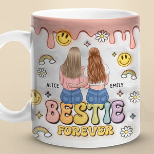 Tasse personnalisée « Sister Forever » avec effet gonflable en 3D – Cadeau pour les meilleures amies, les meilleures amies et les sœurs