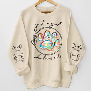 Juste une fille qui aime les chiens - Sweat-shirt unisexe personnalisé avec motif sur la manche - Cadeau pour les propriétaires et les amoureux des animaux