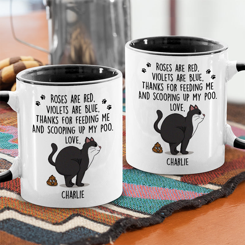 Merci d'avoir ramassé mes crottes - Mug personnalisé avec motif chat - Fête des pères, cadeau pour les propriétaires d'animaux et les amoureux des animaux