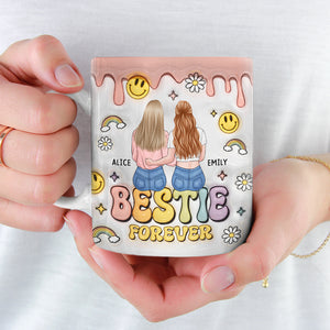 Tasse personnalisée « Sister Forever » avec effet gonflable en 3D – Cadeau pour les meilleures amies, les meilleures amies et les sœurs