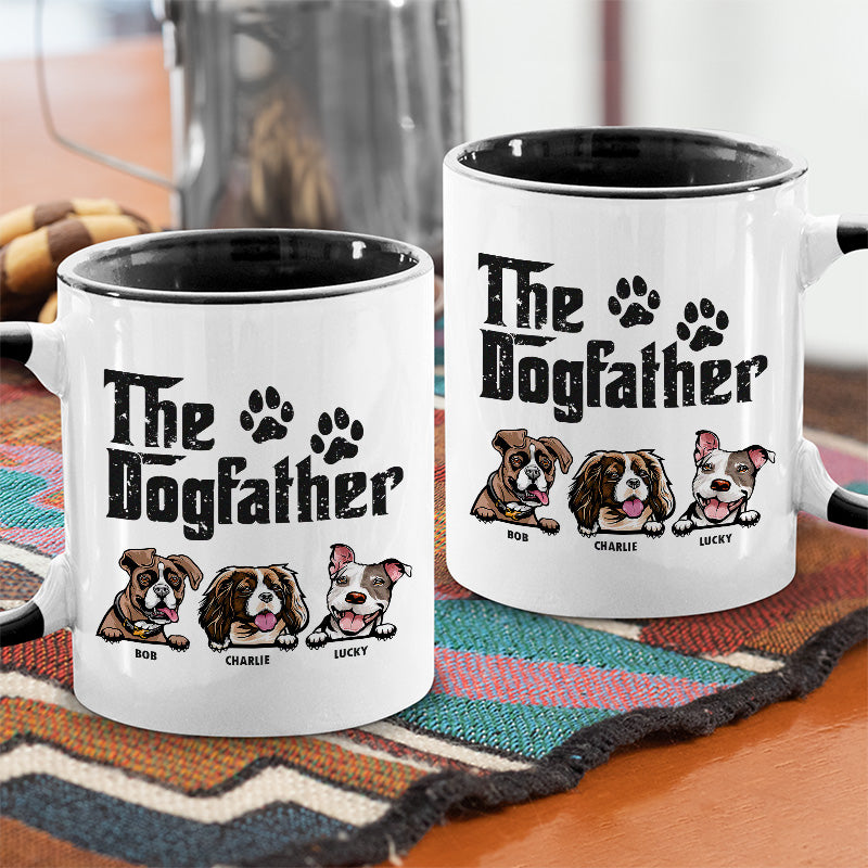 Voici le Dogfather - Tasse personnalisée avec accents pour chien - Cadeau pour les propriétaires d'animaux et les amoureux des animaux