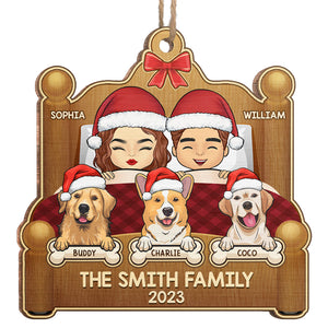 Cher Père Noël, n'oubliez pas les chiens ! Ornement personnalisé pour couple ! En bois, forme personnalisée ! Cadeau de Noël pour mari, femme, propriétaires d'animaux et amoureux des animaux.