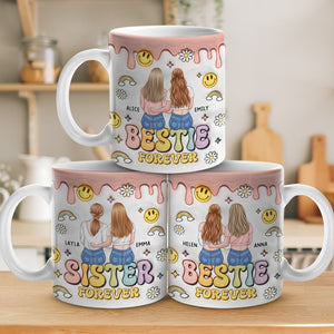 Tasse personnalisée « Sister Forever » avec effet gonflable en 3D – Cadeau pour les meilleures amies, les meilleures amies et les sœurs
