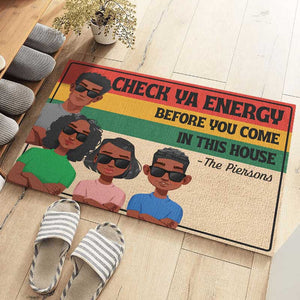Vérifiez votre ambiance ou restez dehors - Tapis décoratif personnalisé pour la maison - Cadeau de pendaison de crémaillère pour les membres de la famille