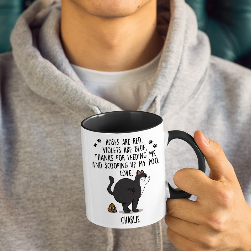Merci d'avoir ramassé mes crottes - Mug personnalisé avec motif chat - Fête des pères, cadeau pour les propriétaires d'animaux et les amoureux des animaux