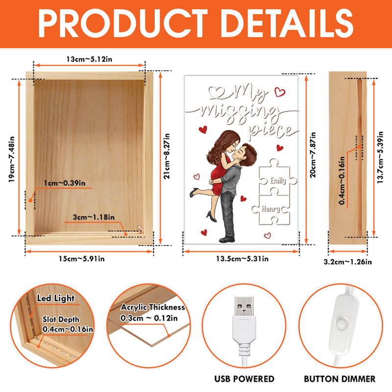 Ma pièce manquante - Cadre photo personnalisé pour couple - Cadeau pour mari et femme, anniversaire