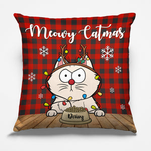 Meowy Catmas - Coussin personnalisé pour chat - Cadeau de Noël pour propriétaires et amoureux des animaux