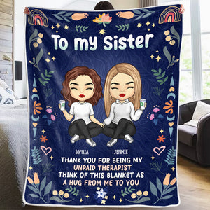 Merci d'être mon thérapeute bénévole - Couverture personnalisée Bestie - Cadeau pour meilleures amies, meilleures amies, sœurs