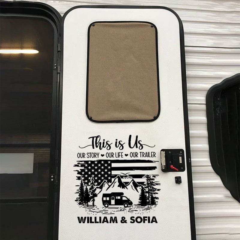 C'est nous, notre histoire, notre vie, notre caravane - Autocollant de camping personnalisé pour camping-car - Cadeau pour mari, femme, amoureux du camping