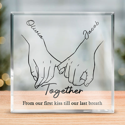 Je t'aime pour toujours et à jamais - Plaque acrylique carrée personnalisée pour couple - Cadeau pour mari et femme, anniversaire