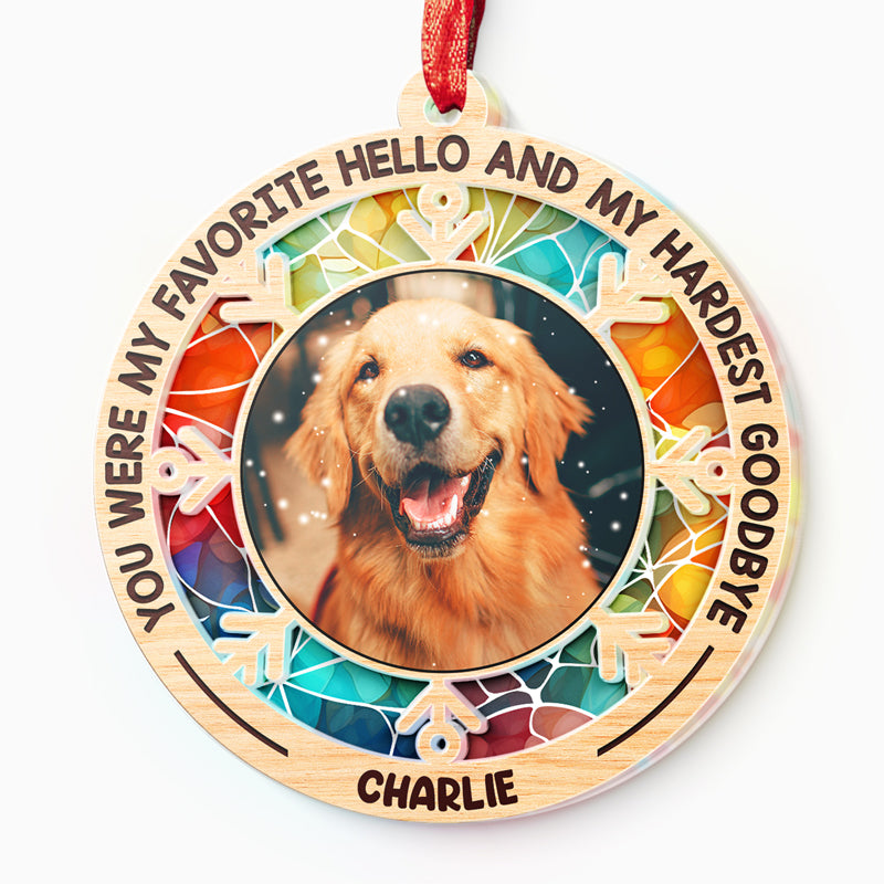 Photo personnalisée « Je ne suis plus à mes côtés, je suis à jamais dans mon cœur » – Ornement attrape-soleil personnalisé commémoratif – Forme ronde en acrylique – Cadeau de condoléances pour les propriétaires d'animaux et les amoureux des animaux