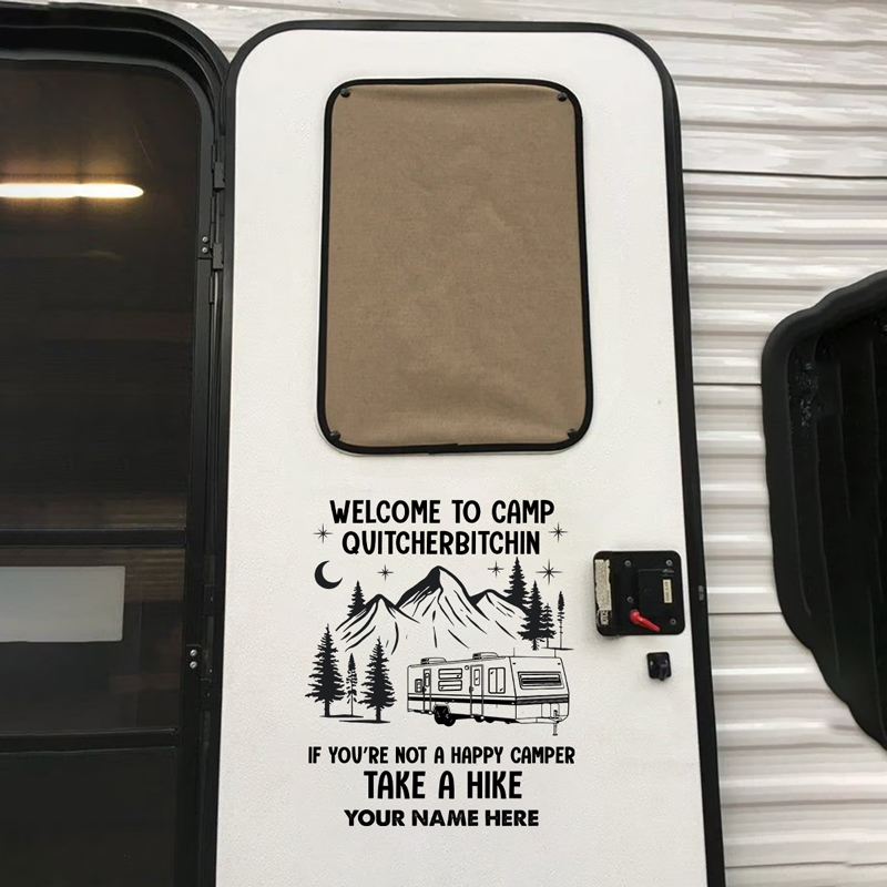 Ne suivez jamais nos conseils de camping ! Autocollant personnalisé pour camping-car ! Cadeau pour les amateurs de camping.