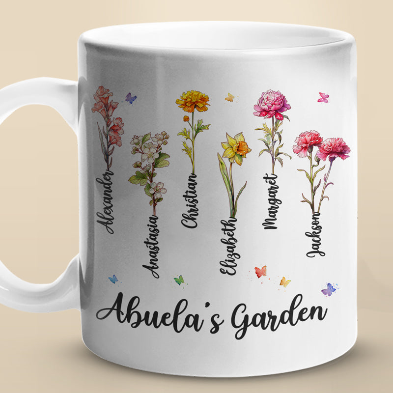 Jardin de grand-mère - Tasse personnalisée familiale - Cadeau pour grand-mère