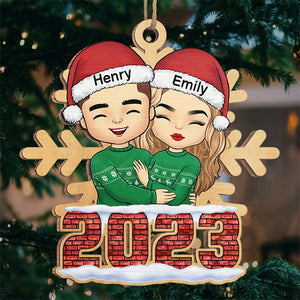 I Can't Help Falling In Love With You - Couple Personalized Custom Ornament - Wood Custom Shaped - Christmas Gift For Husband Wife, Anniversary