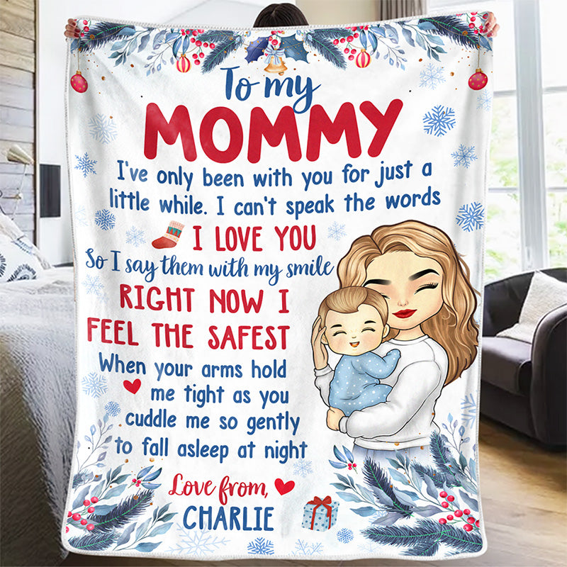 Safe In Your Arms - Family Personalized Custom Blanket - Baby Shower Gift, Christmas Gift For First Mom