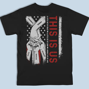 This Is Us - T-shirt, sweat à capuche et sweat-shirt unisexe personnalisé avec imprimé au dos - Cadeau pour les membres de la famille