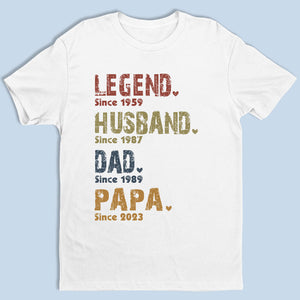 Légende, Mari, Papa et Papa Depuis - T-shirt unisexe personnalisé pour la famille, sweat à capuche, sweat-shirt - Cadeau de fête des pères, d'anniversaire pour papa, grand-père