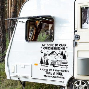 Ne suivez jamais nos conseils de camping ! Autocollant personnalisé pour camping-car ! Cadeau pour les amateurs de camping.