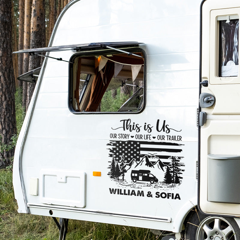 C'est nous, notre histoire, notre vie, notre caravane - Autocollant de camping personnalisé pour camping-car - Cadeau pour mari, femme, amoureux du camping