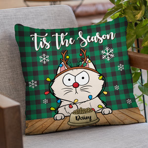 Meowy Catmas - Coussin personnalisé pour chat - Cadeau de Noël pour propriétaires et amoureux des animaux