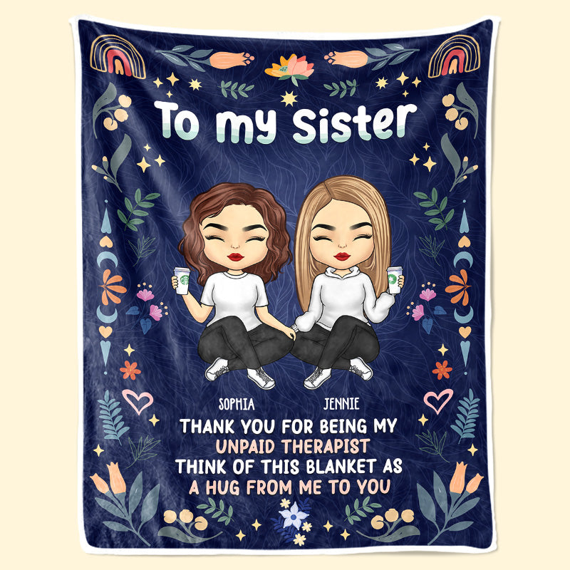 Merci d'être mon thérapeute bénévole - Couverture personnalisée Bestie - Cadeau pour meilleures amies, meilleures amies, sœurs