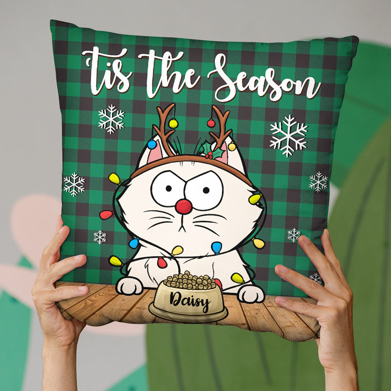 Meowy Catmas - Coussin personnalisé pour chat - Cadeau de Noël pour propriétaires et amoureux des animaux