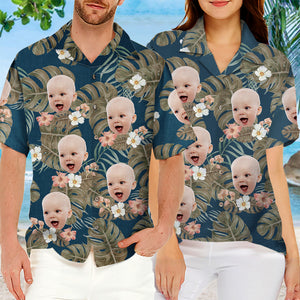 Custom Photo Tropical Leaves Summer Vibe - Family Personalized Custom Unisex Hawaiian Shirt - Summer Vacation Gift, Gift For Family Members